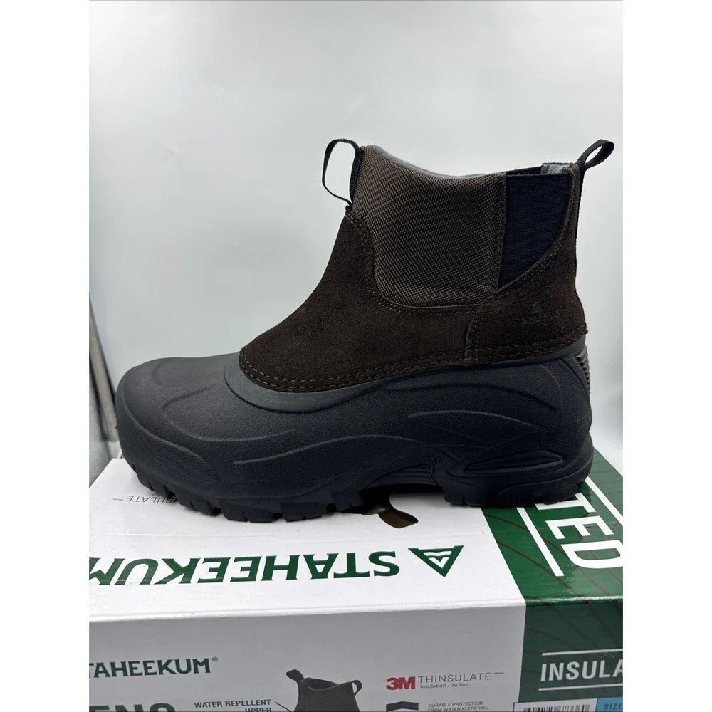 Staheekum Men's Waterproof Insulated Winter Snow Lace Up Boots Brown SIZE 12